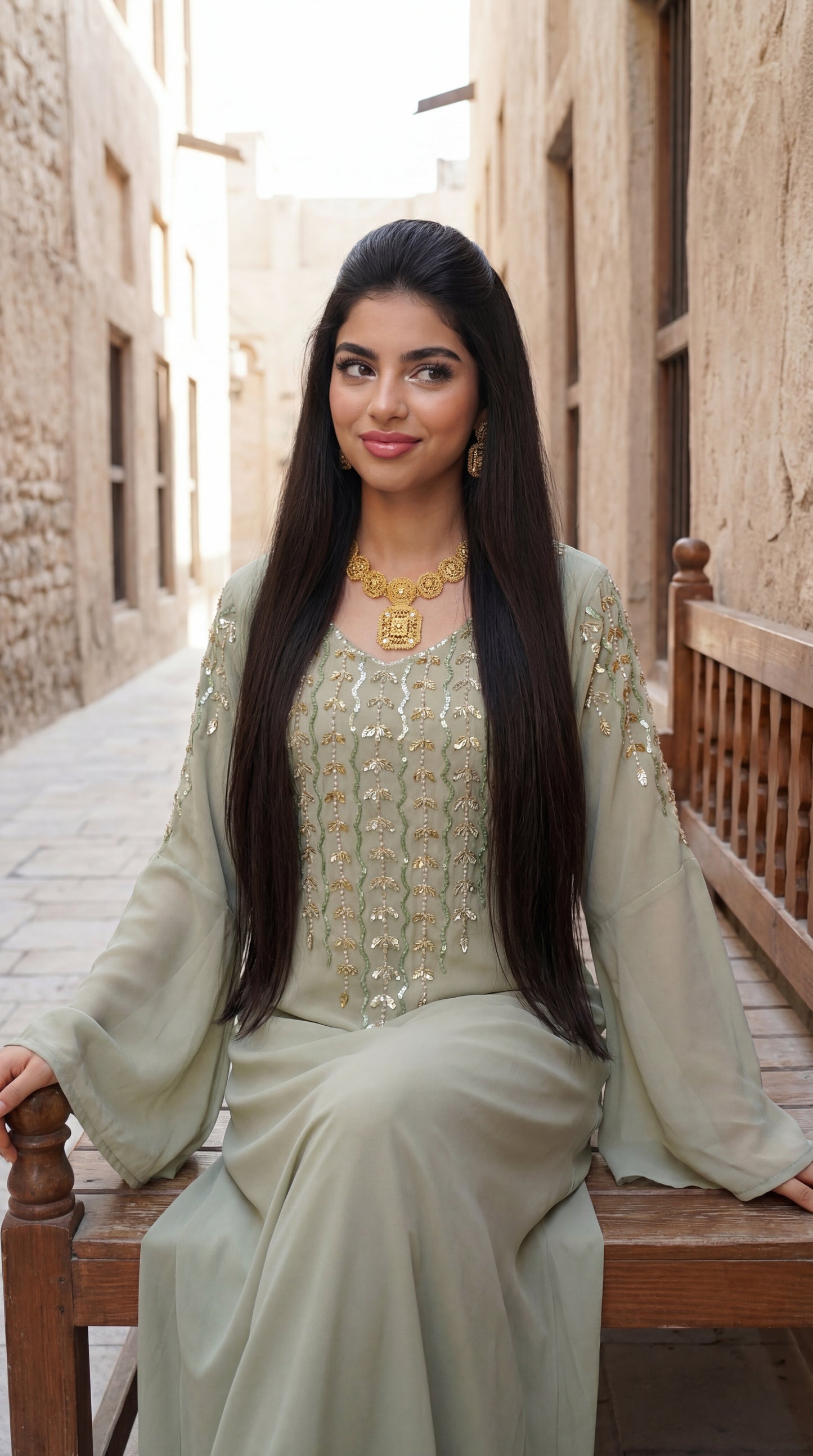 شيفون مع تطريز وشك