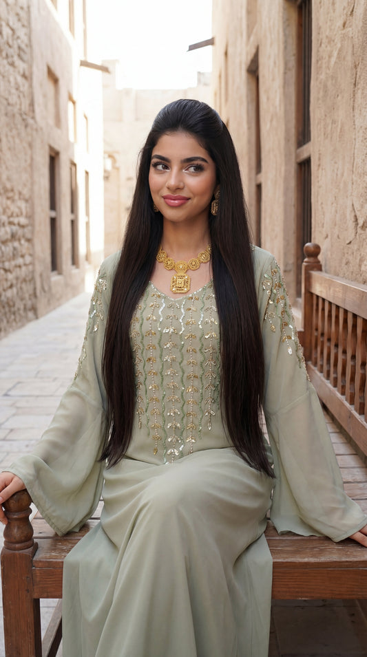 شيفون مع تطريز وشك