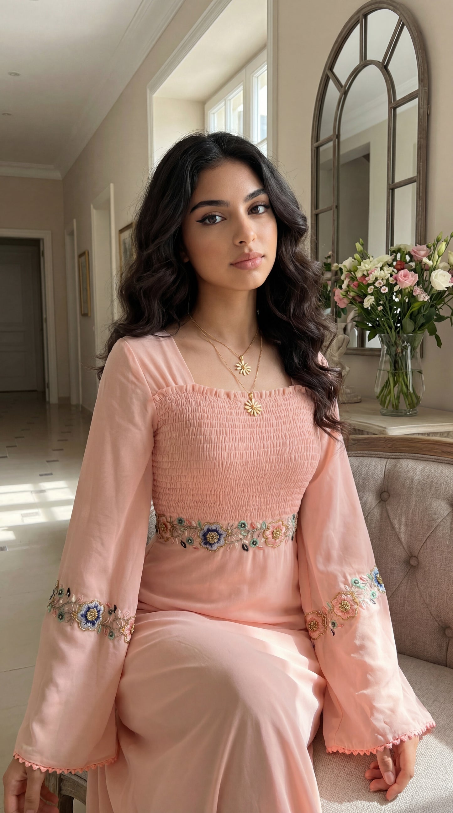 دبل شيفون شك مع تطريز