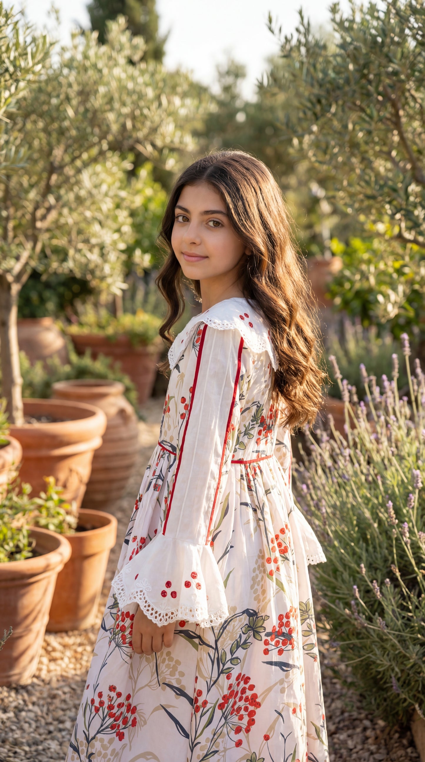 فستان قطن مع تطريز مخرم