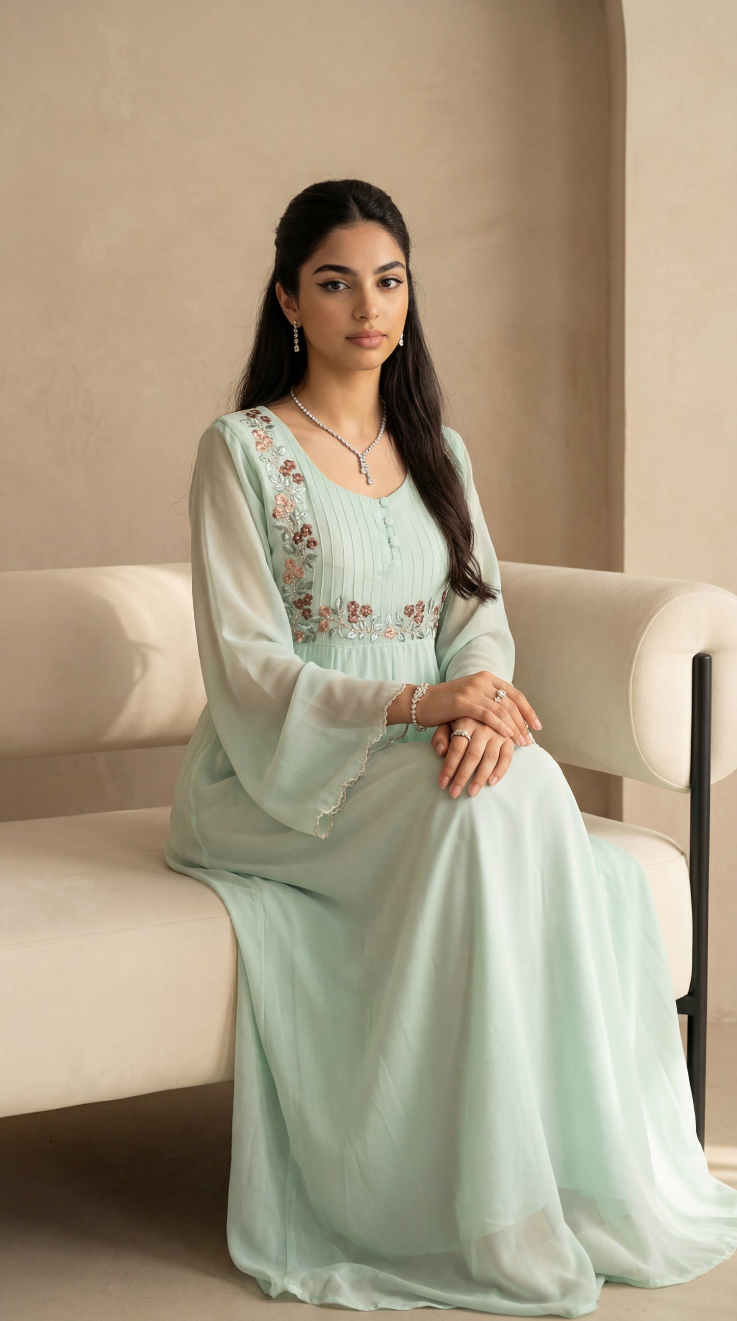 دبل شيفون مطرز